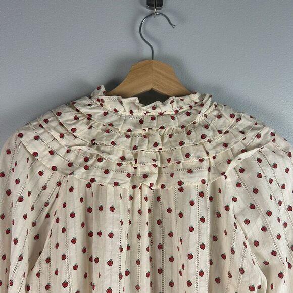 & Other Stories STAWBERRY PRINT RUFFLED COLLAR BLOUSE - Picture 9 of 9
